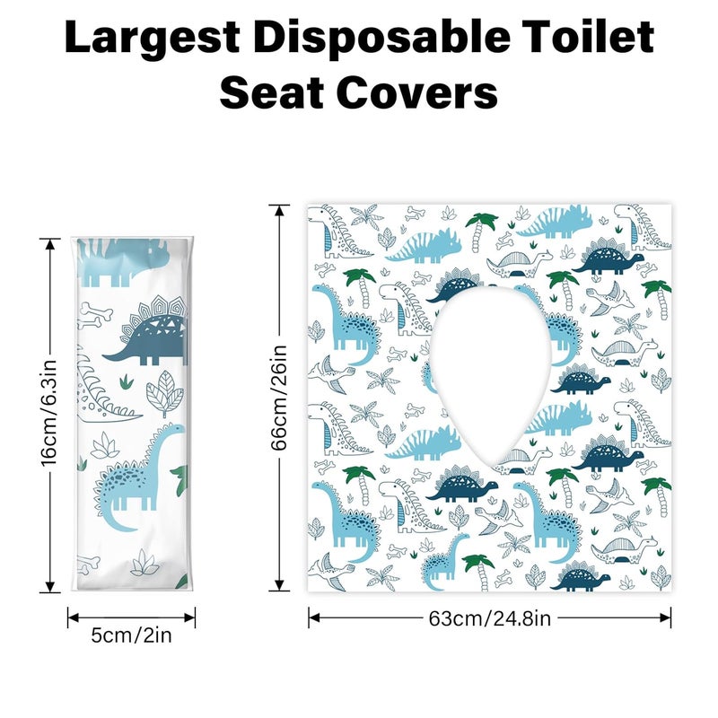 kimitimi 60 Pack Toilet Seat Covers Disposable, Extra Large Waterproof Toilet Cover for Toddlers & Adults, Individually Wrapped Travel Essential Portable Potty Training in Public Restrooms, Trip - Dinosaur - Image 4